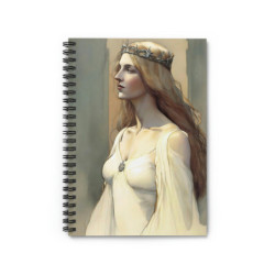 "Damsel Elizabeth Touched By Dignity" Pre Raphaelite Inspired Medieval Maiden Spiral Notebook - Ruled Line, 8" x 6"