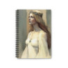 "Damsel Elizabeth Touched By Dignity" Pre Raphaelite Inspired Medieval Maiden Spiral Notebook - Ruled Line, 8" x 6"