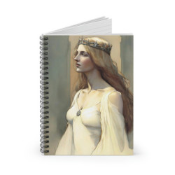 "Damsel Elizabeth Touched By Dignity" Pre Raphaelite Inspired Medieval Maiden Spiral Notebook - Ruled Line, 8" x 6"