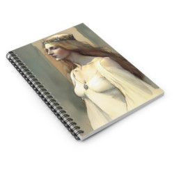 "Damsel Elizabeth Touched By Dignity" Pre Raphaelite Inspired Medieval Maiden Spiral Notebook - Ruled Line, 8" x 6"