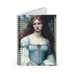 "Damsel Isolde Touched By Confusion" Pre Raphaelite Inspired Medieval Maiden Spiral Notebook - Ruled Line, 8" x 6"