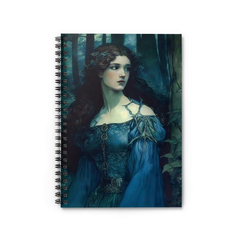 "Damsel Agnes Touched By A Dragon" Pre Raphaelite Inspired Medieval Maiden Spiral Notebook - Ruled Line, 8" x 6"