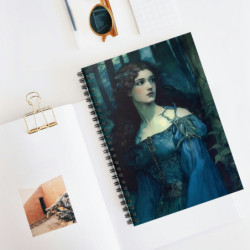 "Damsel Agnes Touched By A Dragon" Pre Raphaelite Inspired Medieval Maiden Spiral Notebook - Ruled Line, 8" x 6"