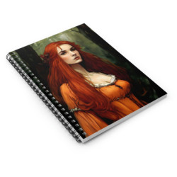 "Damsel Emma Touched By Envy" Pre Raphaelite Inspired Medieval Maiden Spiral Notebook - Ruled Line, 8" x 6"