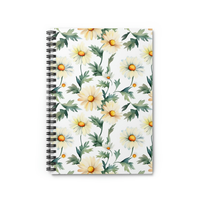 Daisy Pattern Spiral Notebook - Ruled Line, 8" x 6"