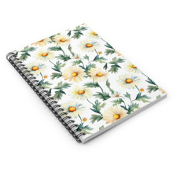 Daisy Pattern Spiral Notebook - Ruled Line, 8" x 6"