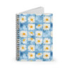 Summer Daisies on a Blue Tiled Background  Spiral Notebook - Ruled Line, 8" x 6"