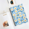 Summer Daisies on a Blue Tiled Background  Spiral Notebook - Ruled Line, 8" x 6"