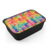 Rainbow Leaves Tiled Pattern Eco-Friendly Bento Box with Band and Utensils