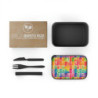 Rainbow Leaves Tiled Pattern Eco-Friendly Bento Box with Band and Utensils