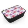 Purple and Pink Flowers Eco-Friendly Bento Box with Band and Utensils