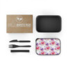 Purple and Pink Flowers Eco-Friendly Bento Box with Band and Utensils