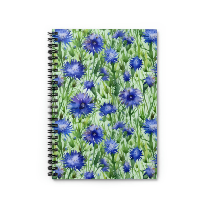 Blue Cornflowers Spiral Notebook - Ruled Line, 8" x 6"