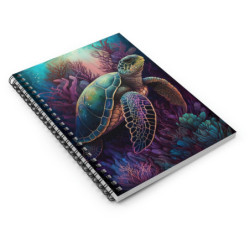 Sea Turtle Aquatic Design Spiral Notebook - Ruled Line, 8" x 6"