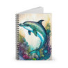 Dolphin Surrounded By Aquatic Foliage Spiral Notebook - Ruled Line, 8" x 6"