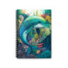 'Orange You Glad To Be A Dolphin?" With Aquatic Foliage Spiral Notebook - Ruled Line, 8" x 6"