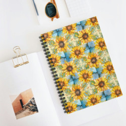 Tiled Sunflower Pattern Spiral Notebook - Ruled Line, 8" x 6"