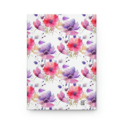 Purple and Pink Flower Pattern Hardcover Journal, Matte,  8" x 5.7"