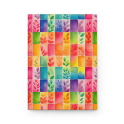 Rainbow Leaves Tiled Pattern Hardcover Journal, Matte,  8" x 5.7"