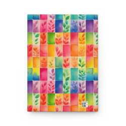 Rainbow Leaves Tiled Pattern Hardcover Journal, Matte,  8" x 5.7"