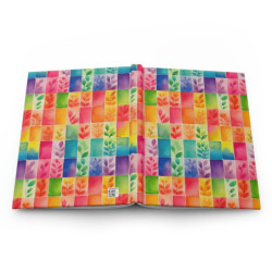 Rainbow Leaves Tiled Pattern Hardcover Journal, Matte,  8" x 5.7"