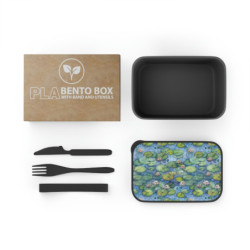 Water Lily Pond Eco-Friendly Bento Box with Band and Utensils