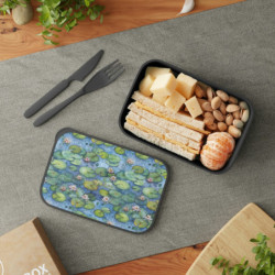 Water Lily Pond Eco-Friendly Bento Box with Band and Utensils