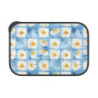 Summer Daisies on a Blue Squared Tile Background Eco-Friendly Bento Box with Band and Utensils