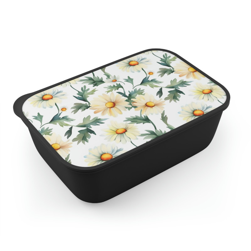 Daisy Pattern Eco-Friendly Bento Box with Band and Utensils