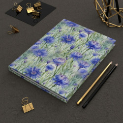 Blue Cornflowers Hardcover Journal, Matte,  8" x 5.7"