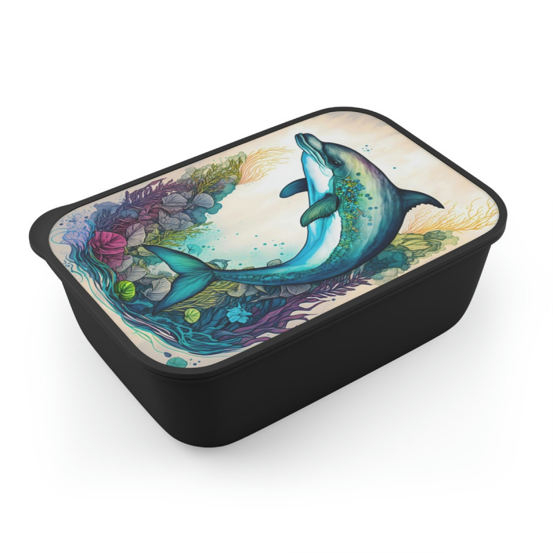 Dolphin Aquatic Design Eco-Friendly Bento Box with Band and Utensils