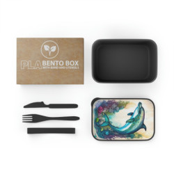 Dolphin Aquatic Design Eco-Friendly Bento Box with Band and Utensils