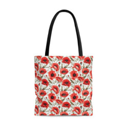 Red Poppy Pattern Tote Bag