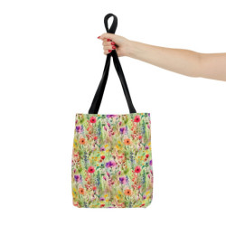 Rainbow Colored Wild Flowers Pattern Tote Bag