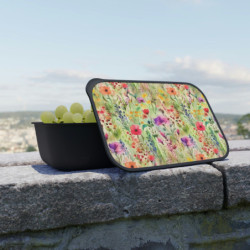 Rainbow Colored Wildflower Pattern Eco-Friendly Bento Box with Band and Utensils