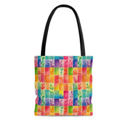 Rainbow Leaves Tiled Pattern Tote Bag