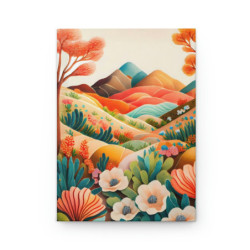 Hills and Flowers Whimsical Landscape Design in Fall Tones, Journal, Matte,  8" x 5.7"