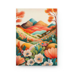 Hills and Flowers Whimsical Landscape Design in Fall Tones, Journal, Matte,  8" x 5.7"