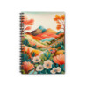 Hills and Flowers Whimsical Landscape Design in Fall Tones, Spiral Notebook - Ruled Line, 8" x 6"