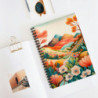 Hills and Flowers Whimsical Landscape Design in Fall Tones, Spiral Notebook - Ruled Line, 8" x 6"