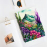 Hills and Flowers Whimsical Landscape Floral Design, Spiral Notebook - Ruled Line, 8" x 6"