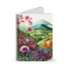 Hills and Flowers Whimsical Landscape Spring Design, Spiral Notebook - Ruled Line, 8" x 6"