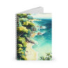 Beach and Sea Whimsical Summer Landscape Design, Spiral Notebook - Ruled Line, 8" x 6"