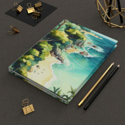 Beach and Sea Whimsical Landscape Summer Design, Journal, Matte,  8" x 5.7"