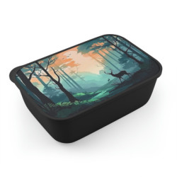 Wild Forest Landscape Design Eco-Friendly Bento Box with Band and Utensils