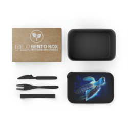 Ethereal Turtle Design Eco-Friendly Bento Box with Band and Utensils