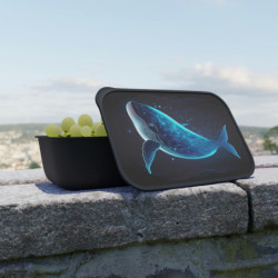 Ethereal Whale Design Eco-Friendly Bento Box with Band and Utensils