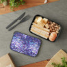 Blue and Purple Sequin Pattern Bento Box with Band and Utensils