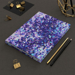 Blue and Purple Sequin Pattern Hardcover Journal, Matte,  8" x 5.7"
