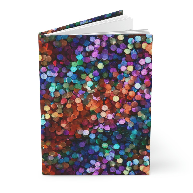 Rainbow Colored Sequin Pattern Hardcover Journal, Matte,  8" x 5.7"